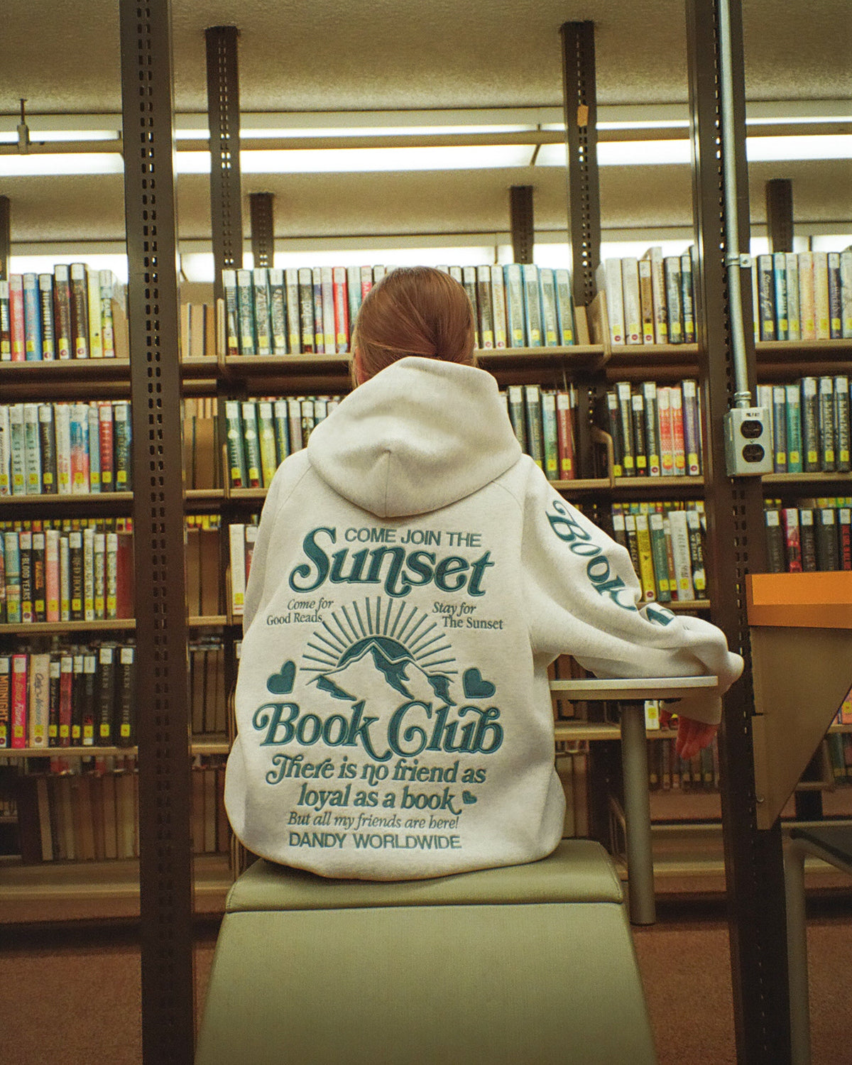 Book Club Oversized Lux Hoodie in Heather Gray and Blue