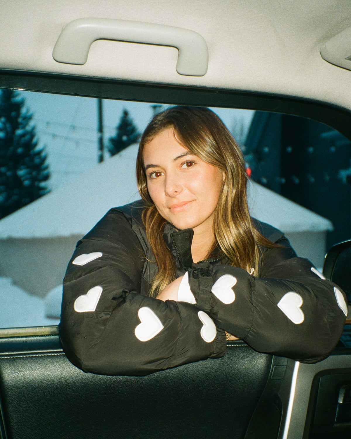 Heart on My Sleeve Puffer Jacket in Black
