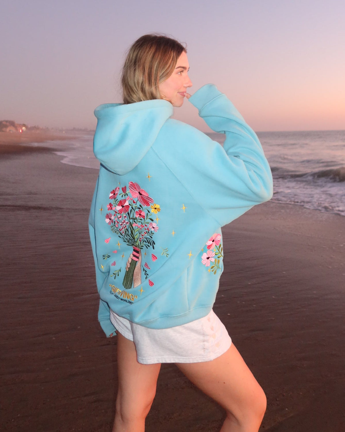 Gift Giving Oversized Lux Hoodie in Blue