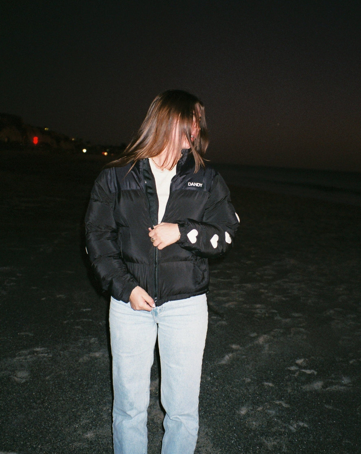Heart on My Sleeve Puffer Jacket in Black