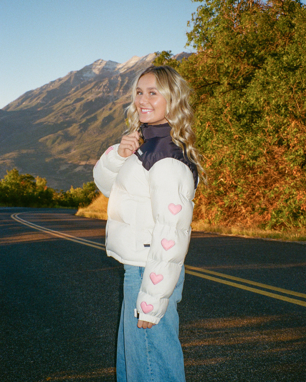 Heart on My Sleeve Puffer Jacket in Cream