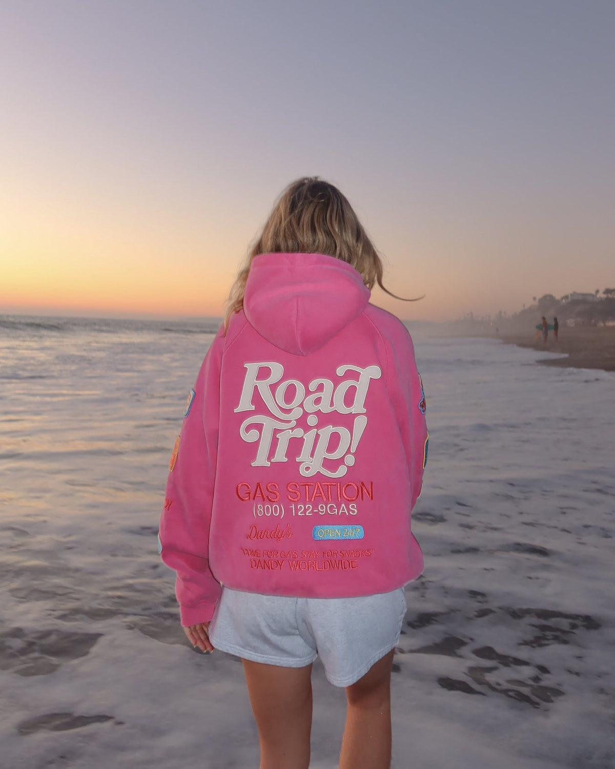 Road Trip! Oversized Lux Hoodie in Vintage Washed Pink