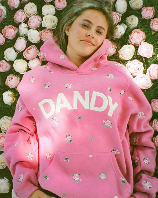 Roses Oversized Lux Hoodie in Pink