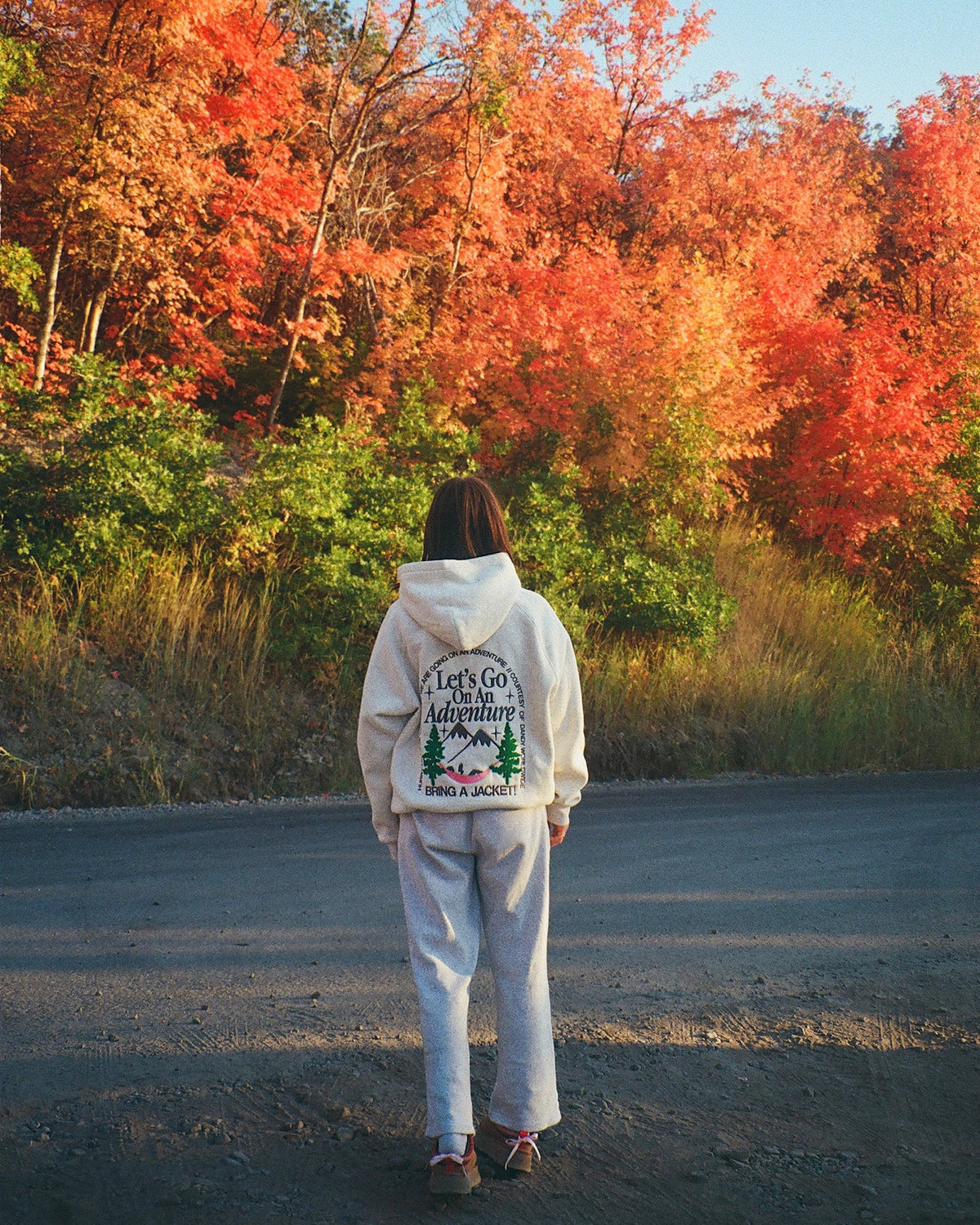 Lets Go On An Adventure Oversized Lux Hoodie in Heather Gray
