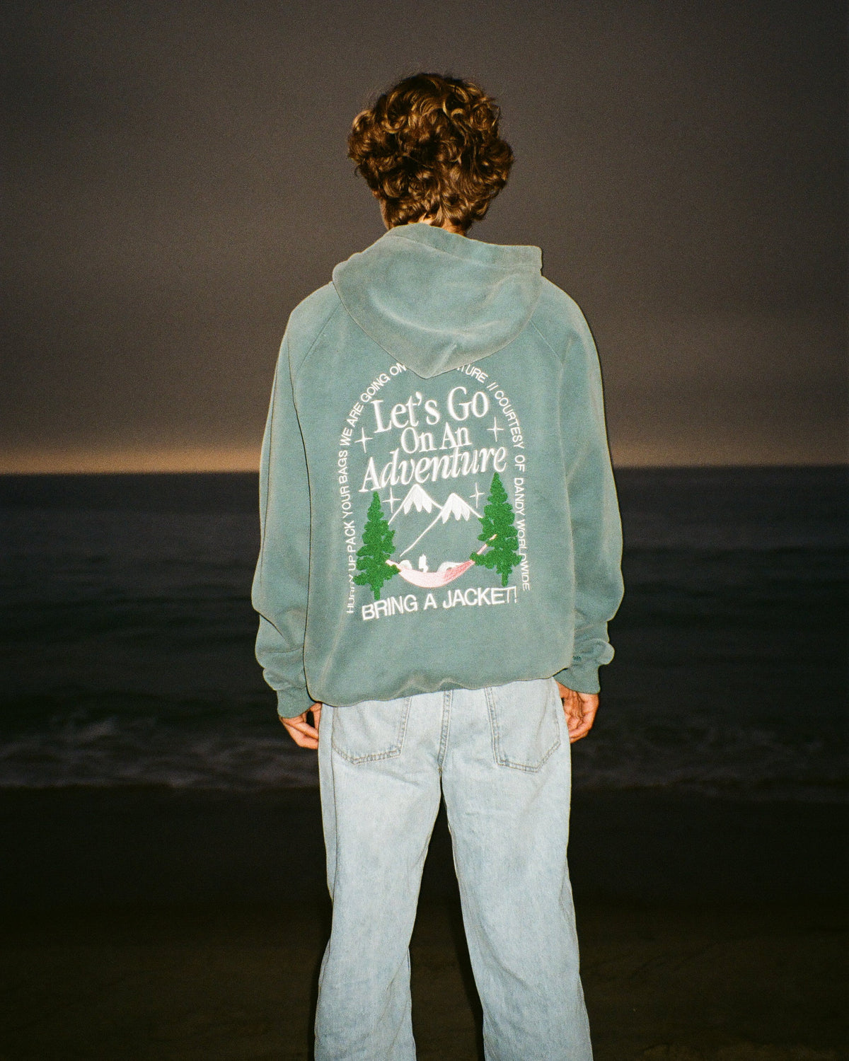 Lets Go On An Adventure Oversized Lux Hoodie in Pine Green
