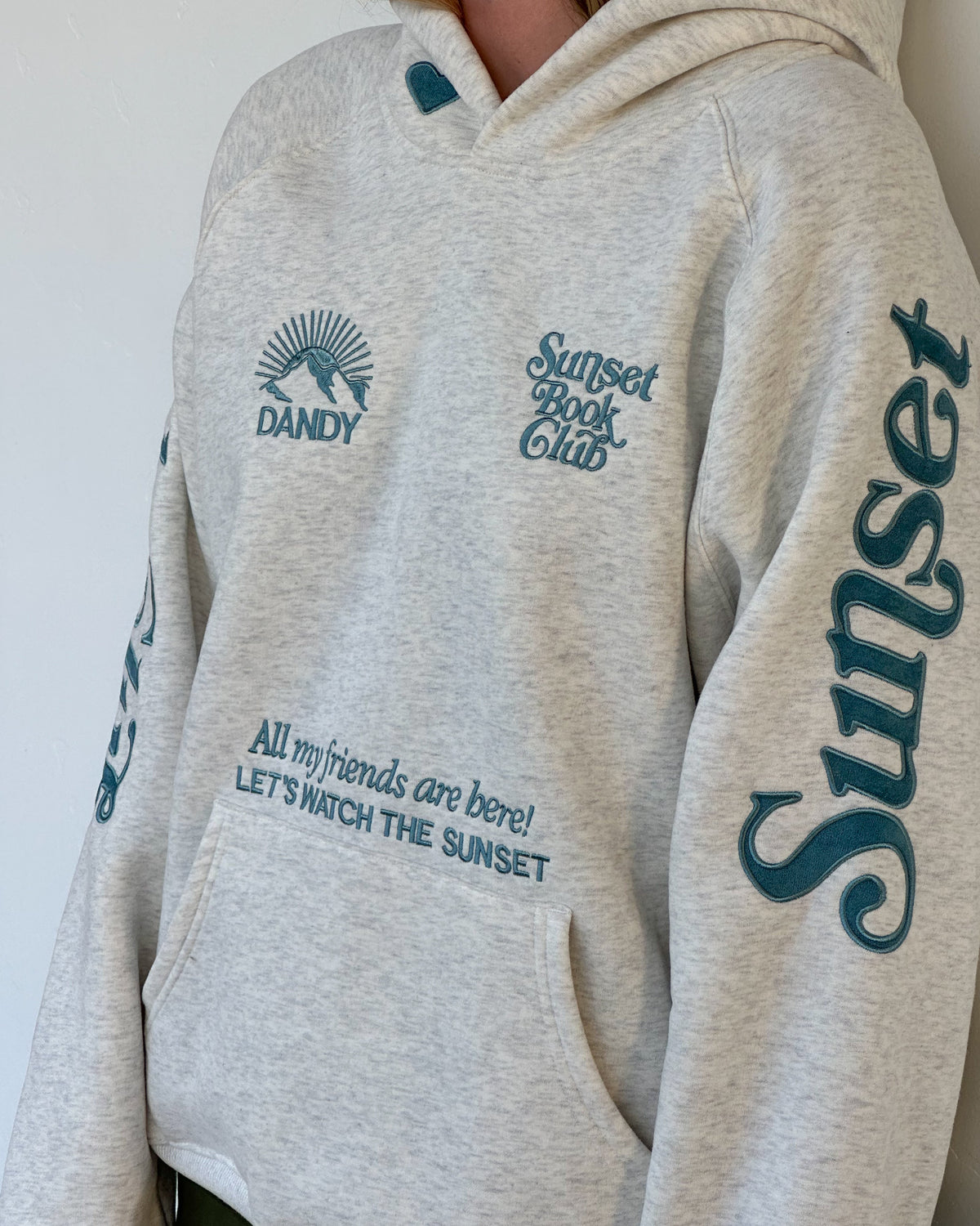 Book Club Oversized Lux Hoodie in Heather Gray and Blue