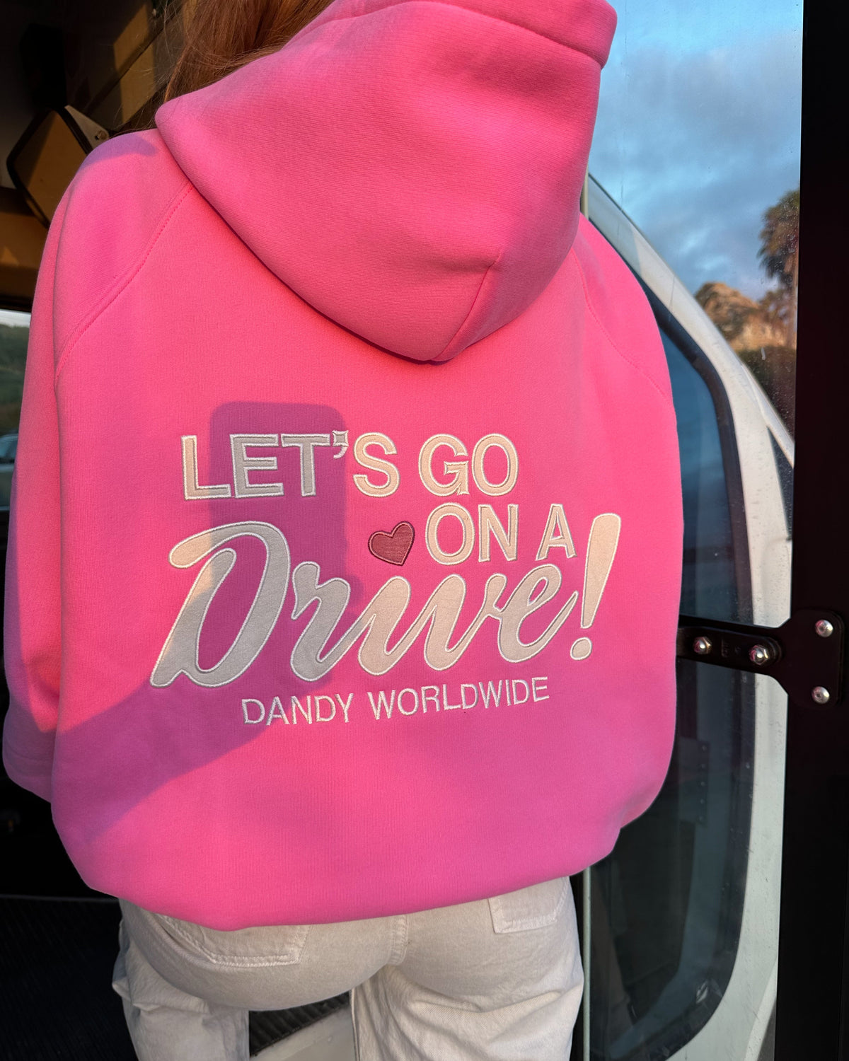Lets Go on a Drive Oversized Lux Hoodie in Pink