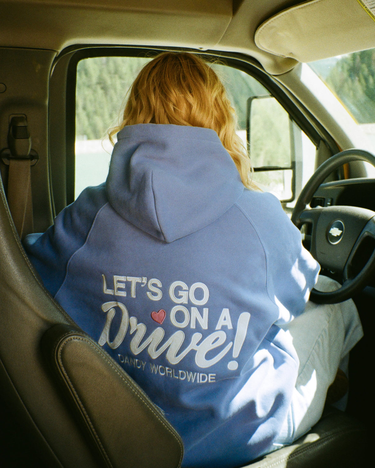Lets Go on a Drive Oversized Lux Hoodie in Blue