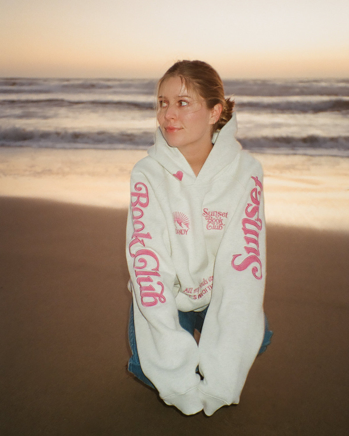 Book Club Oversized Lux Hoodie in Heather Gray and Pink