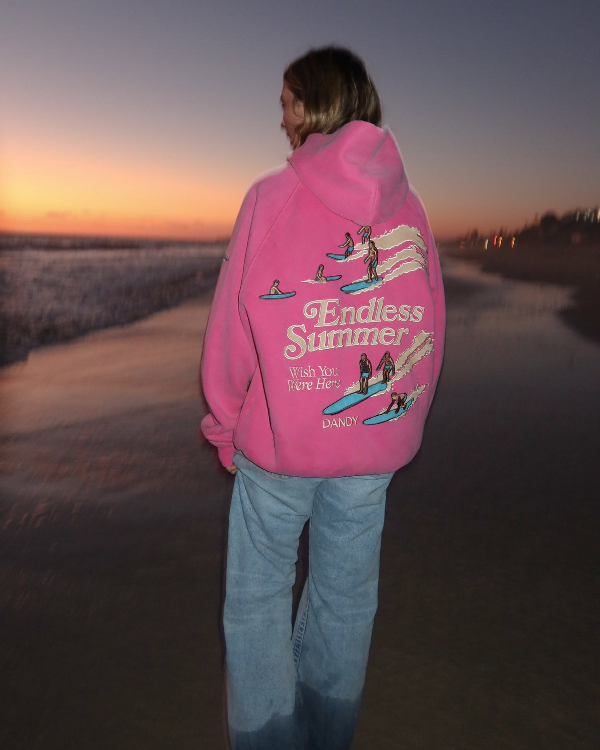 Endless Summer Oversized Lux Hoodie in Vintage Washed Pink