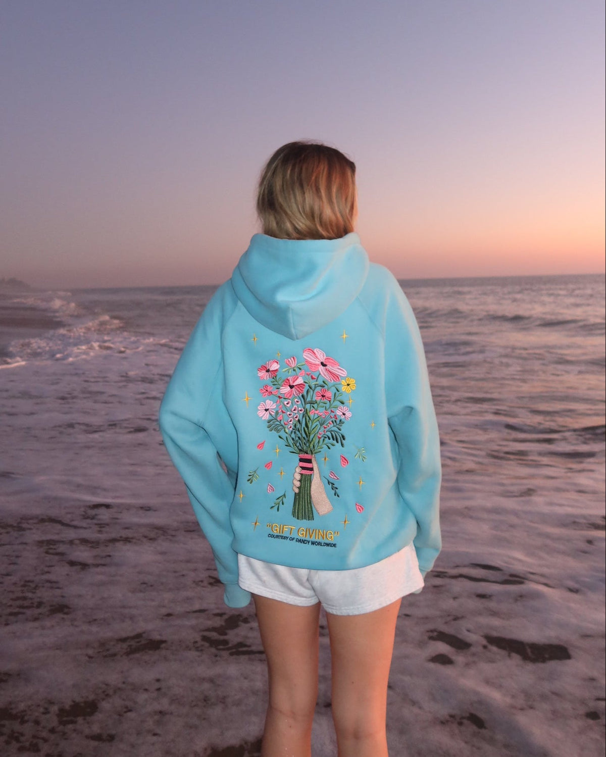 Gift Giving Oversized Lux Hoodie in Blue