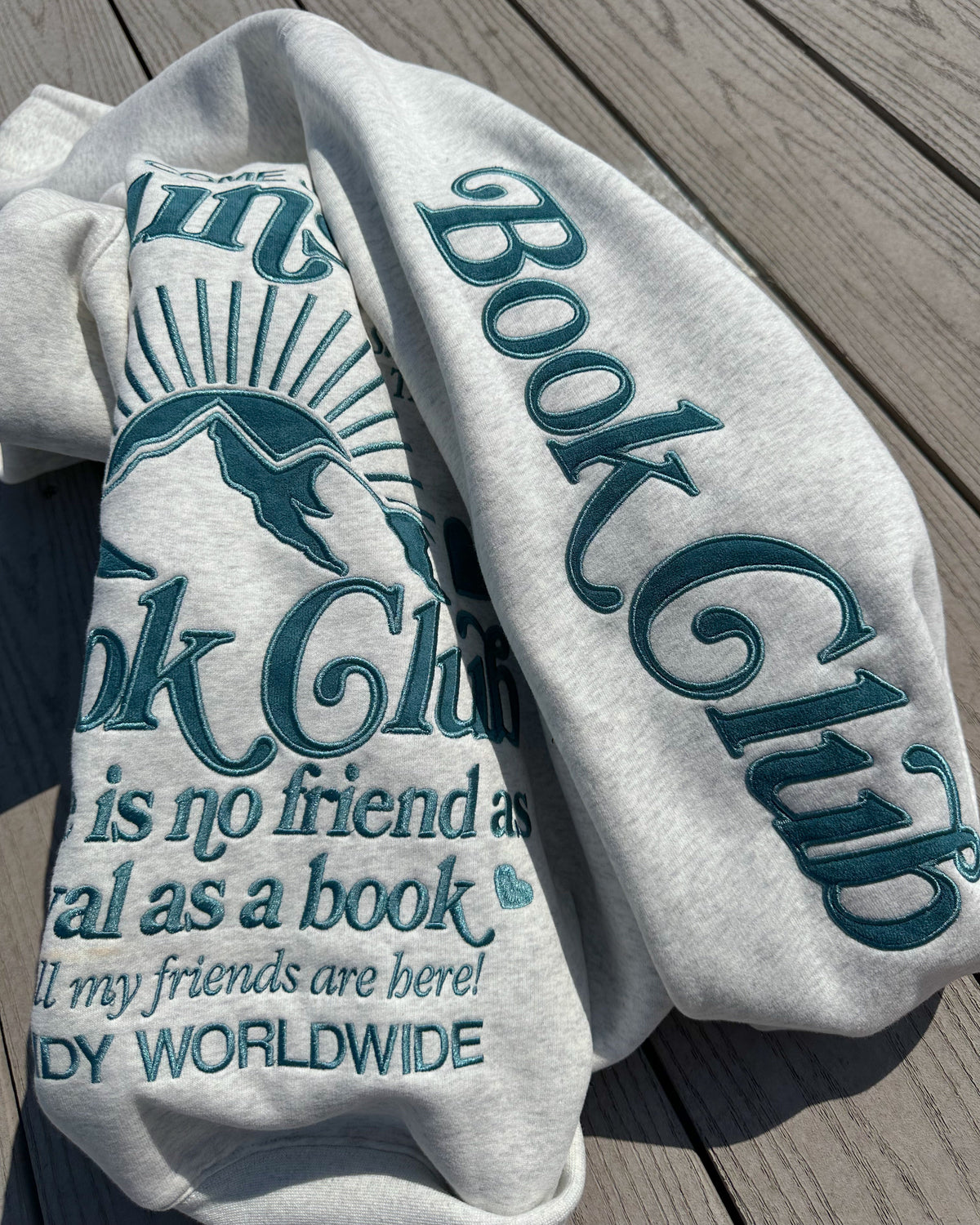 Book Club Oversized Lux Hoodie in Heather Gray and Blue