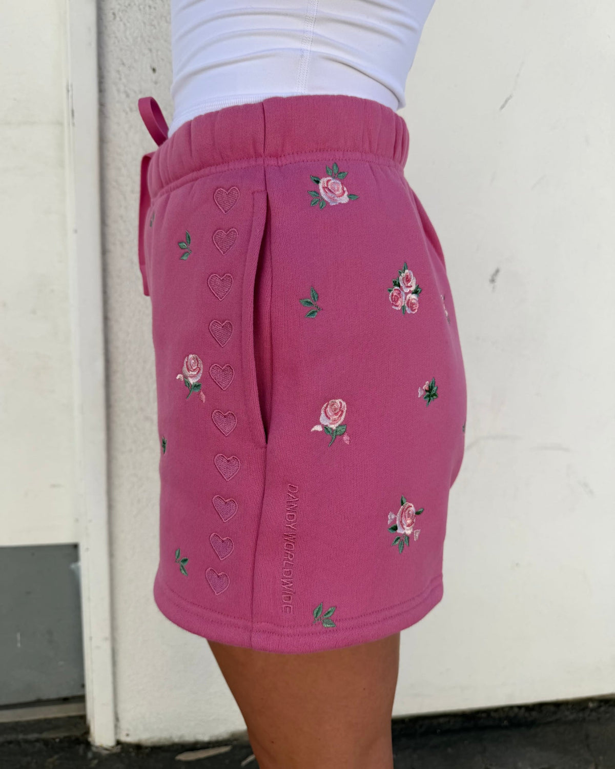 Roses Sweat Shorts in Pink