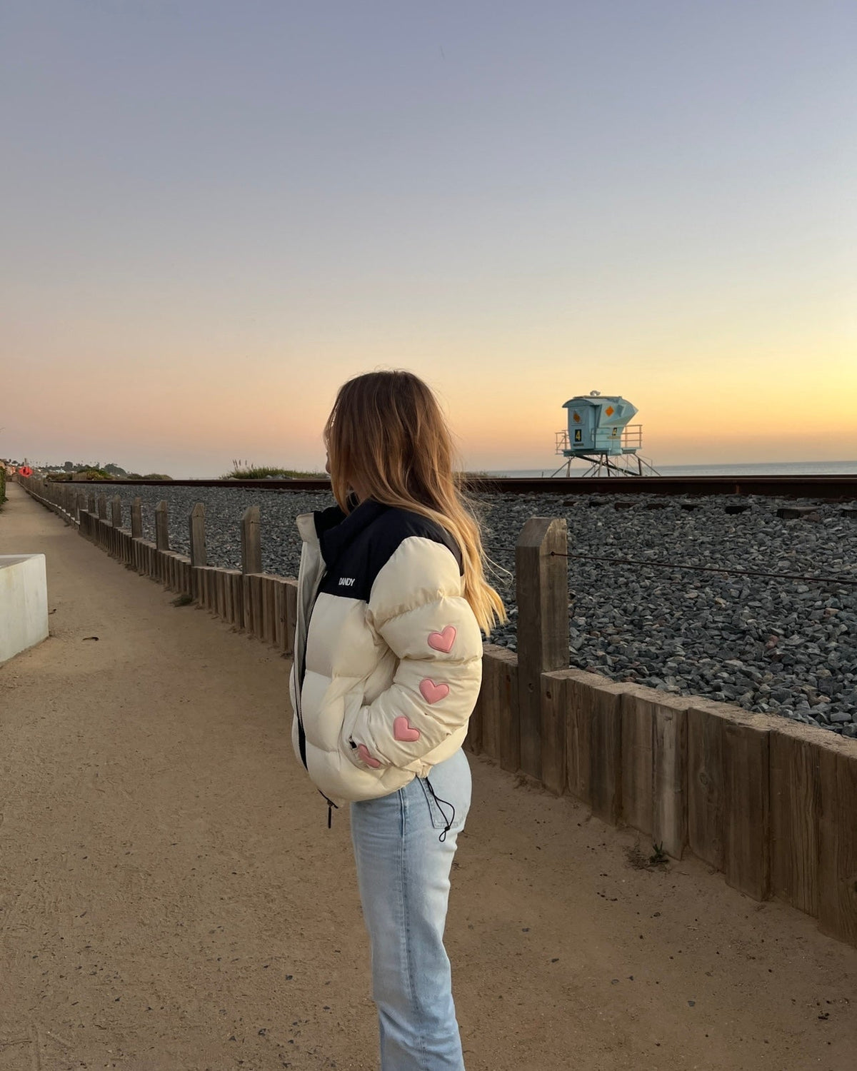 Heart on My Sleeve Puffer Jacket in Cream