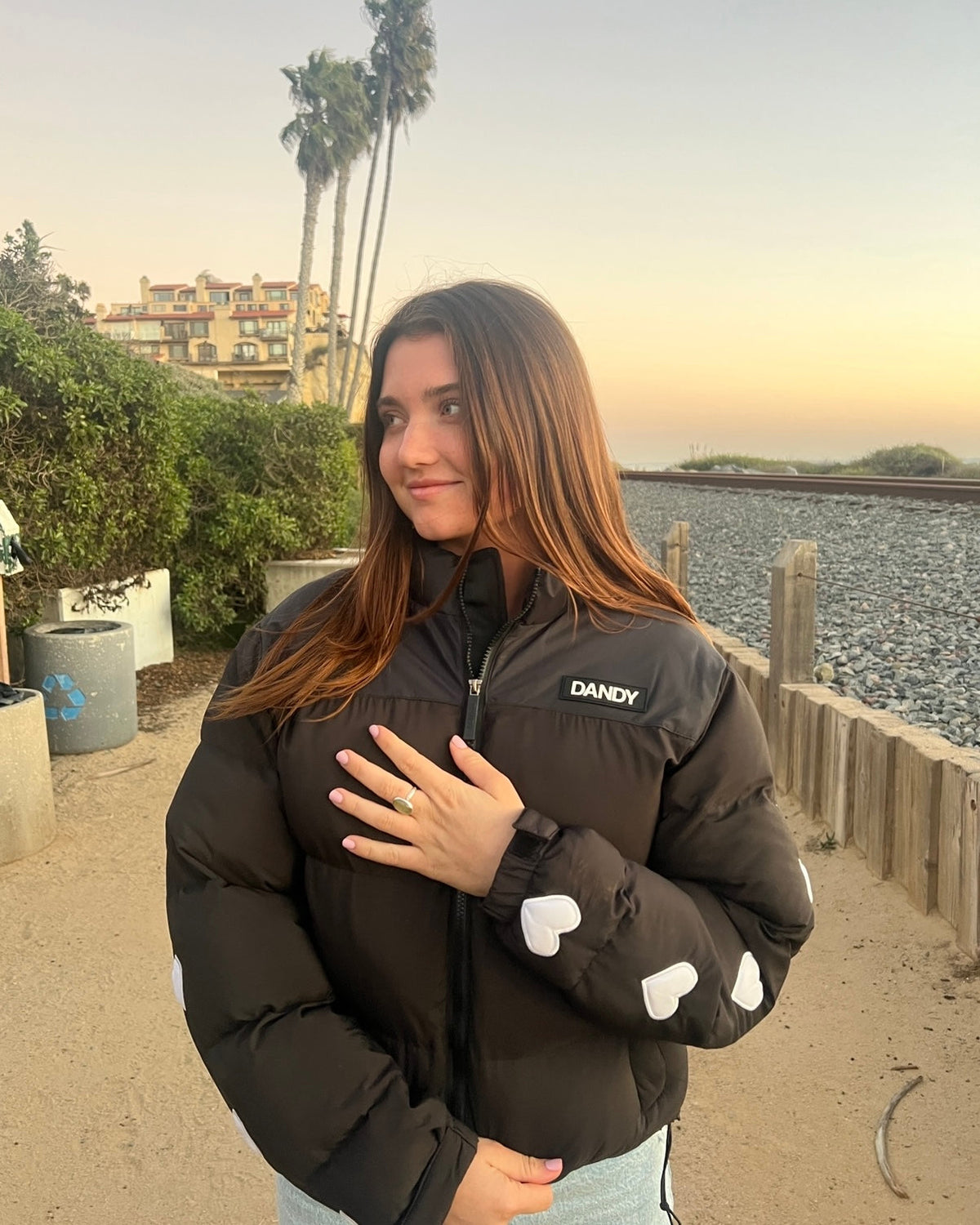 Heart on My Sleeve Puffer Jacket in Black