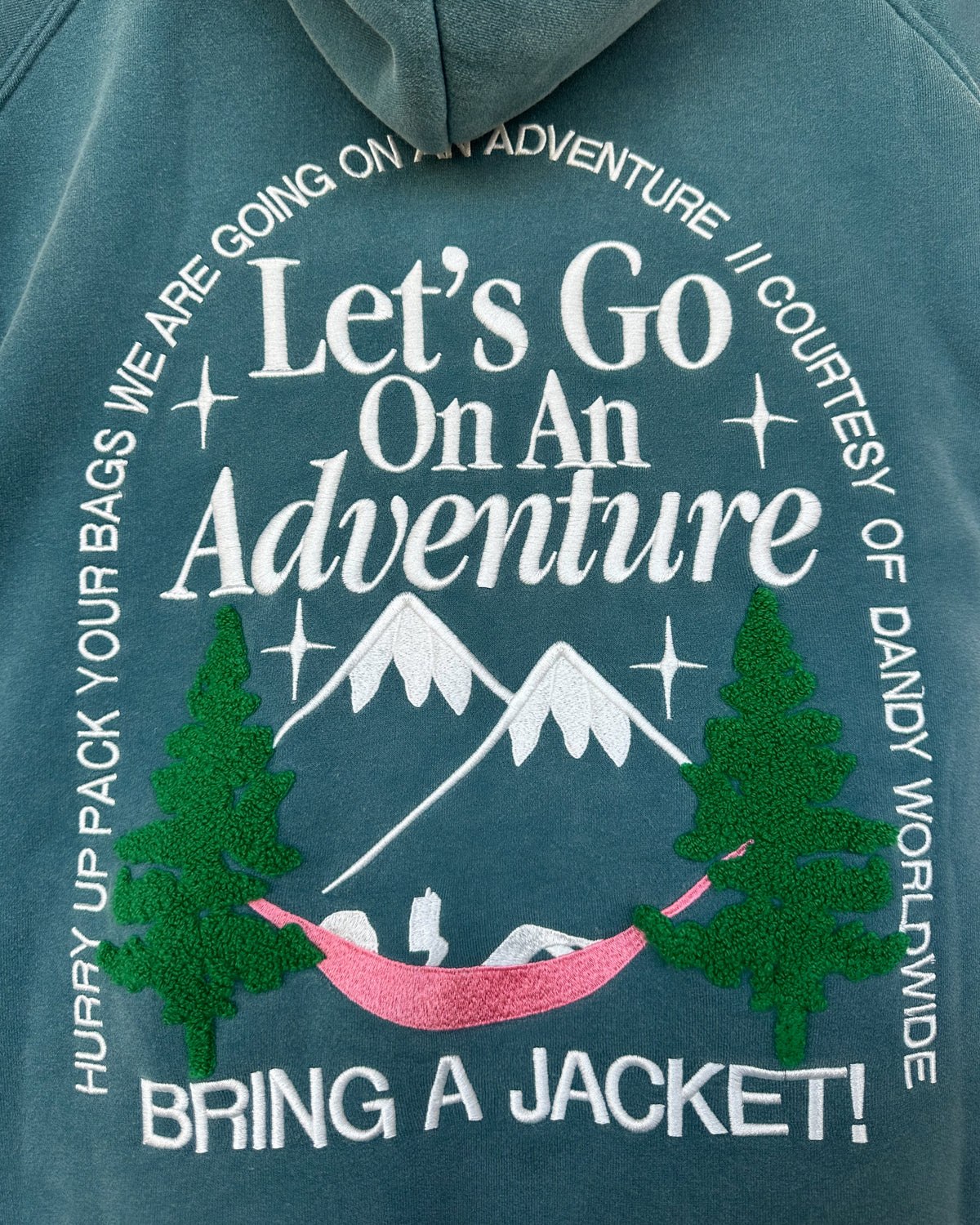 Lets Go On An Adventure Oversized Lux Hoodie in Pine Green