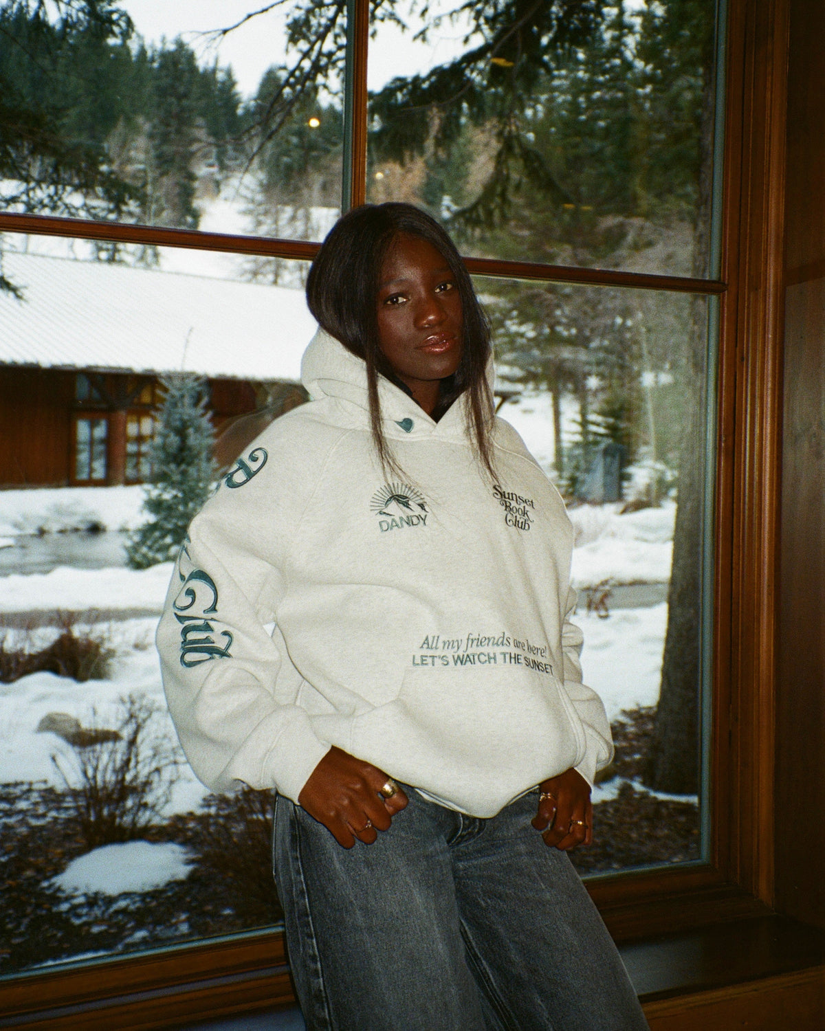 Book Club Oversized Lux Hoodie in Heather Gray and Blue