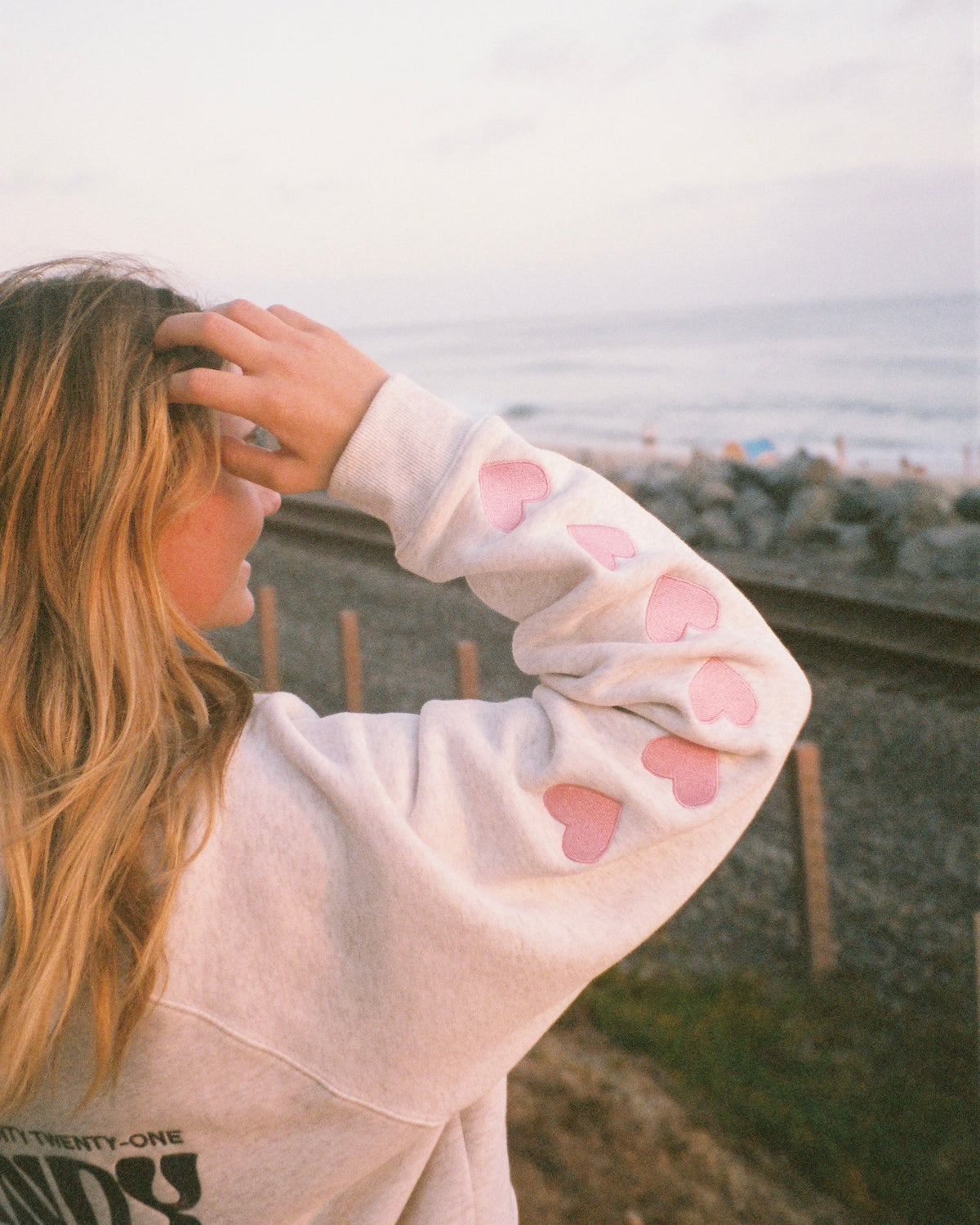 Heart on My Sleeve Oversized Lux Hoodie in Heather Gray