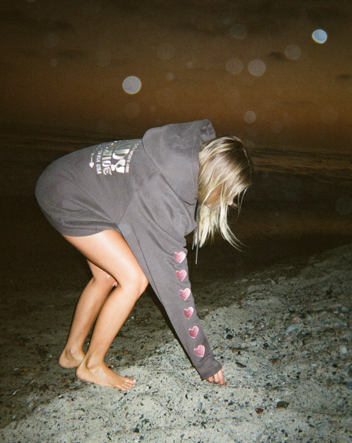 Heart on My Sleeve Oversized Lux Hoodie in Charcoal Gray