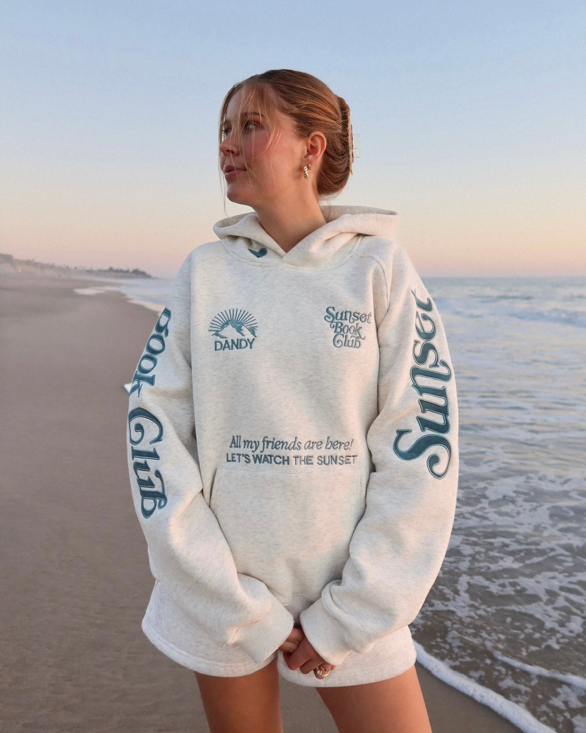 Book Club Oversized Lux Hoodie in Heather Gray and Blue