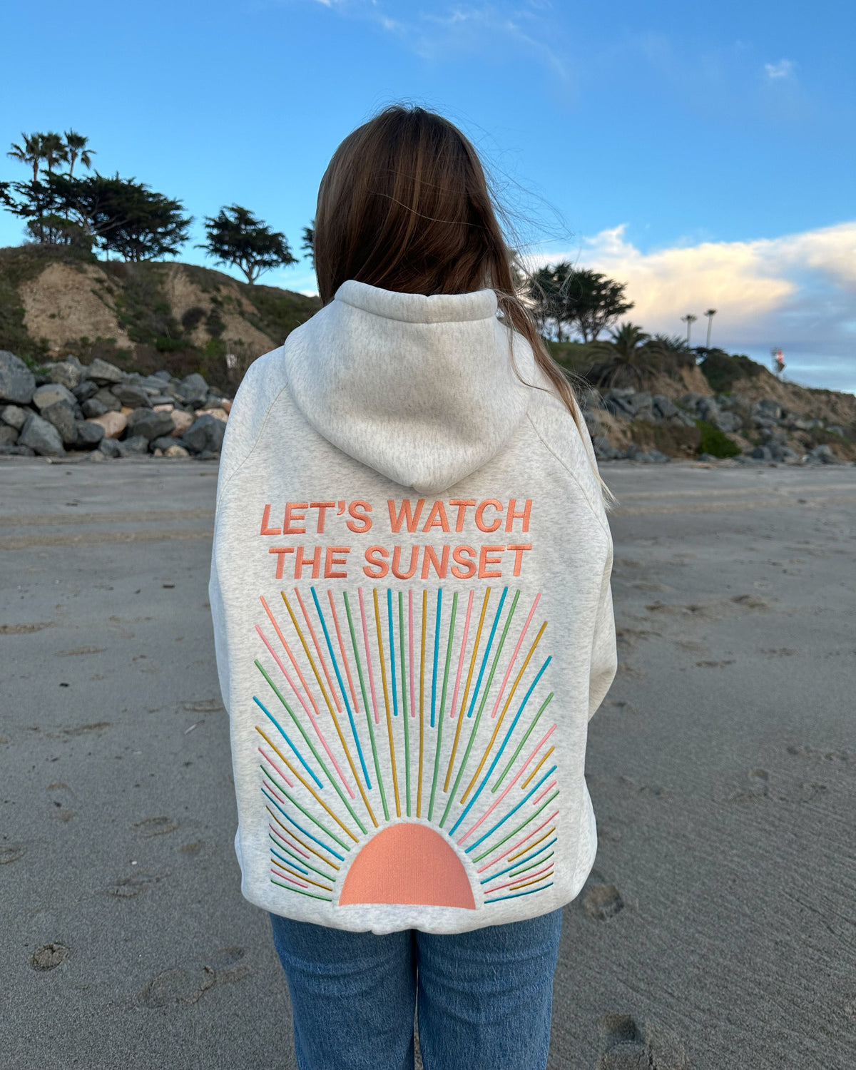 Lets Watch the Sunset Oversized Lux Hoodie in Heather Gray