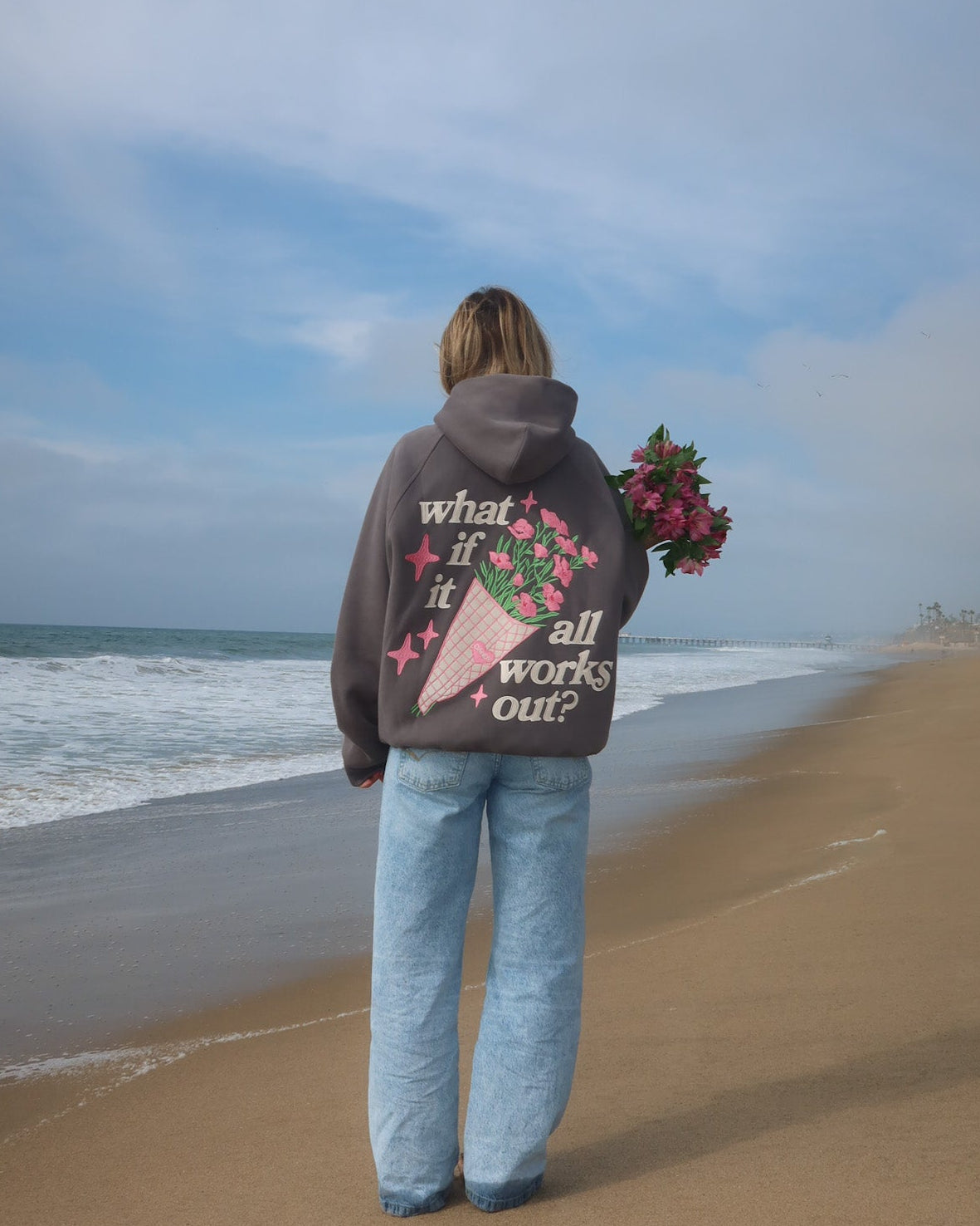 What If Oversized Lux Hoodie in Dark Gray