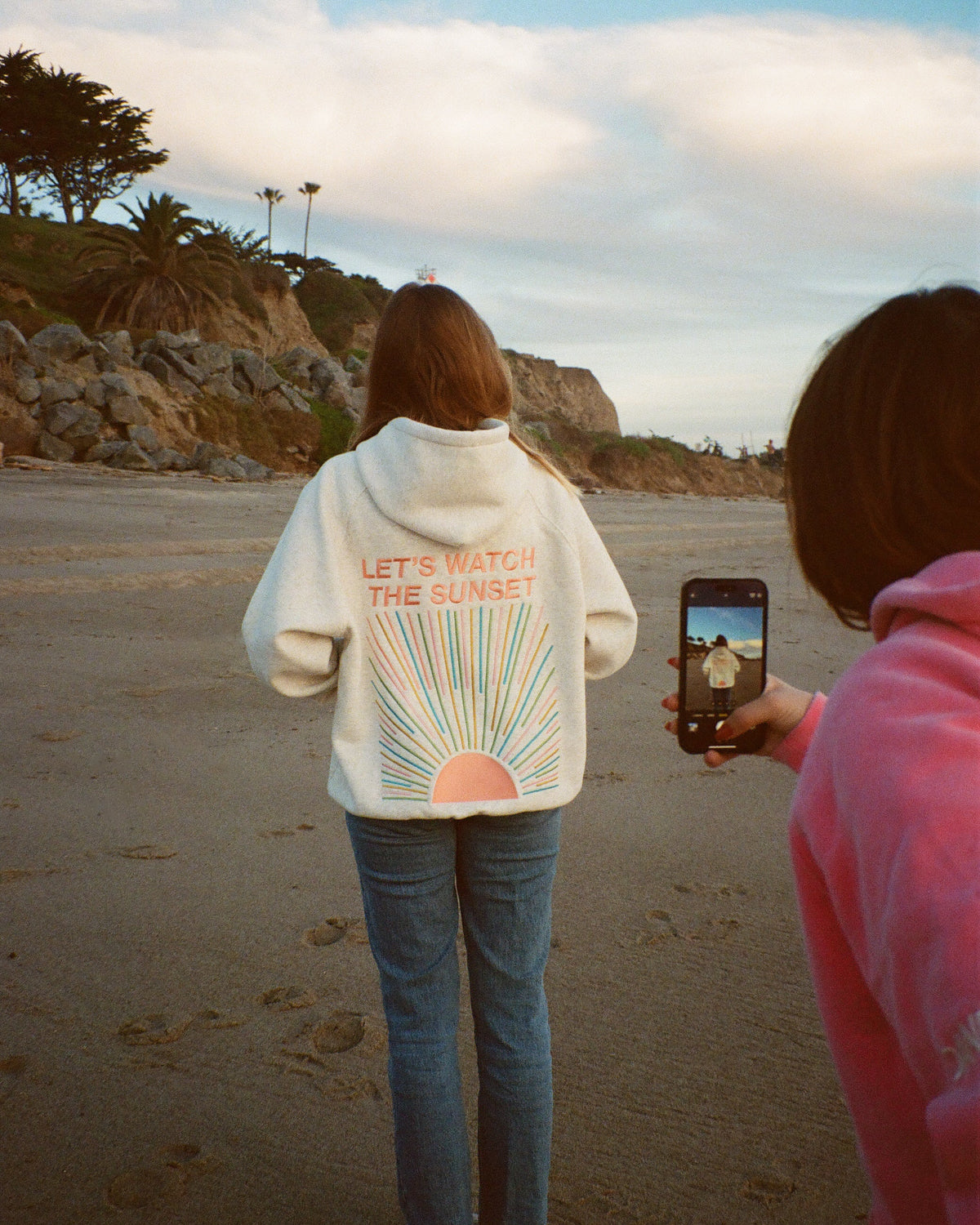 Lets Watch the Sunset Oversized Lux Hoodie in Heather Gray
