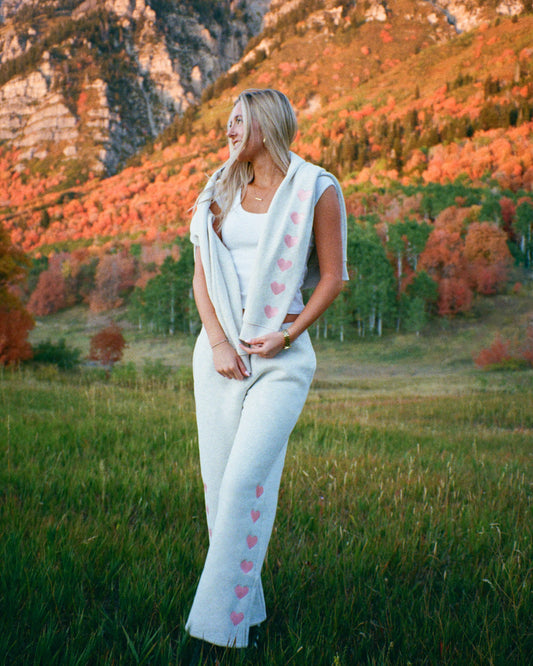 Heart on My Sleeve Sweatpants in Heather Gray