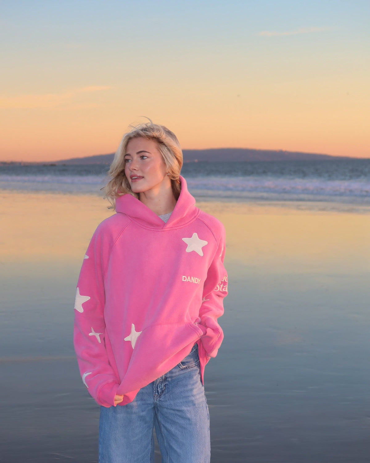 Lucky Stars Oversized Lux Hoodie in Vintage Washed Pink