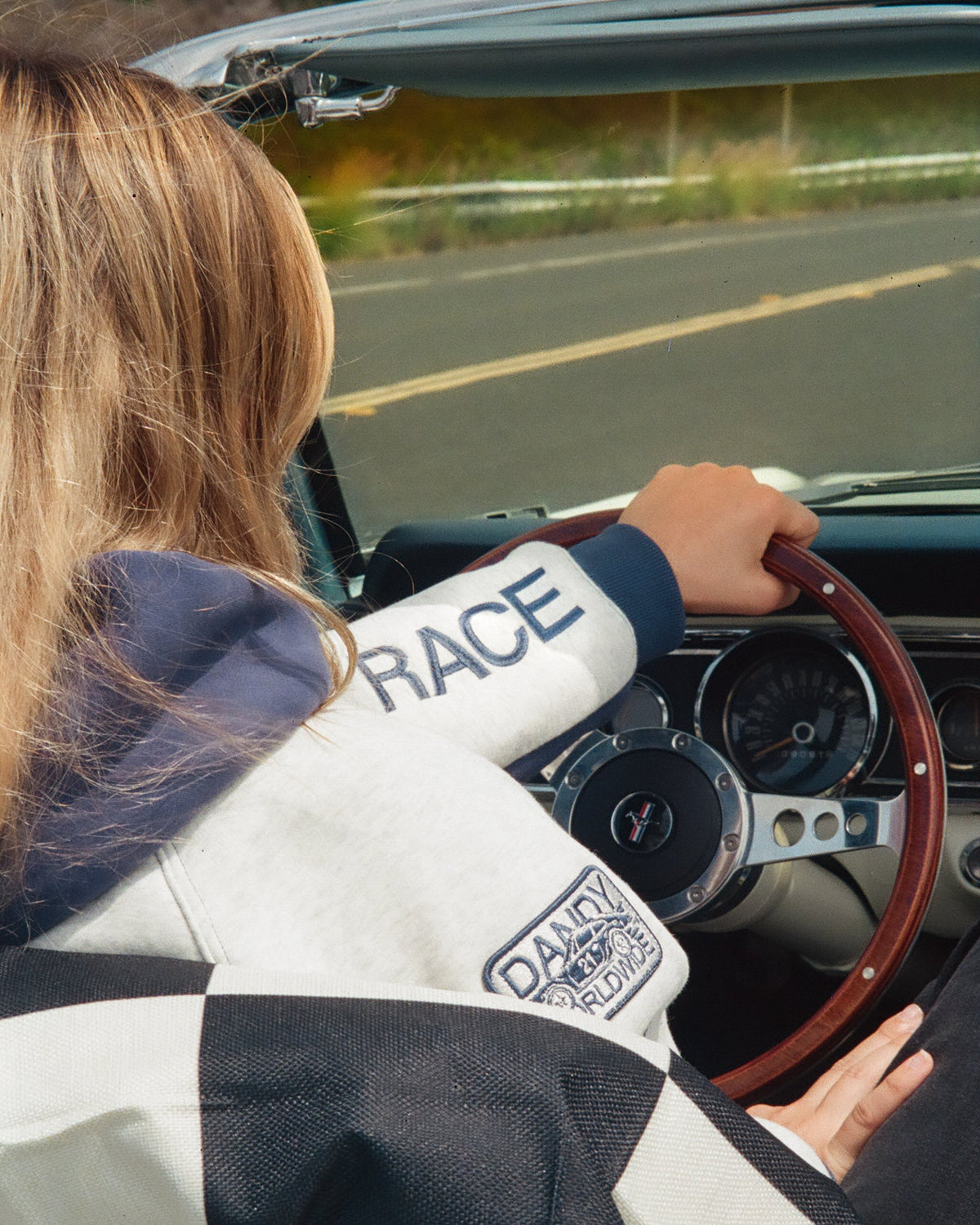 Racing Heart Oversized Lux Hoodie in Blue