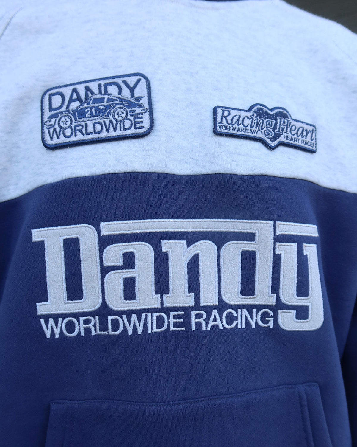 Racing Heart Oversized Lux Hoodie in Blue