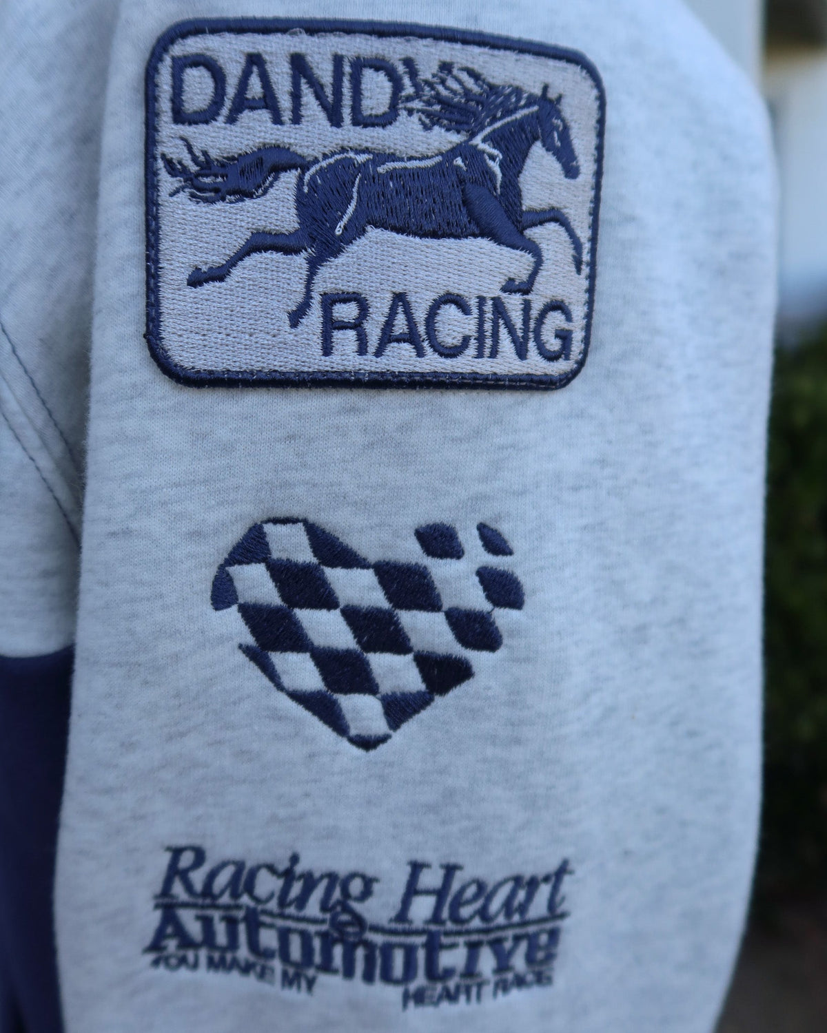 Racing Heart Oversized Lux Hoodie in Blue
