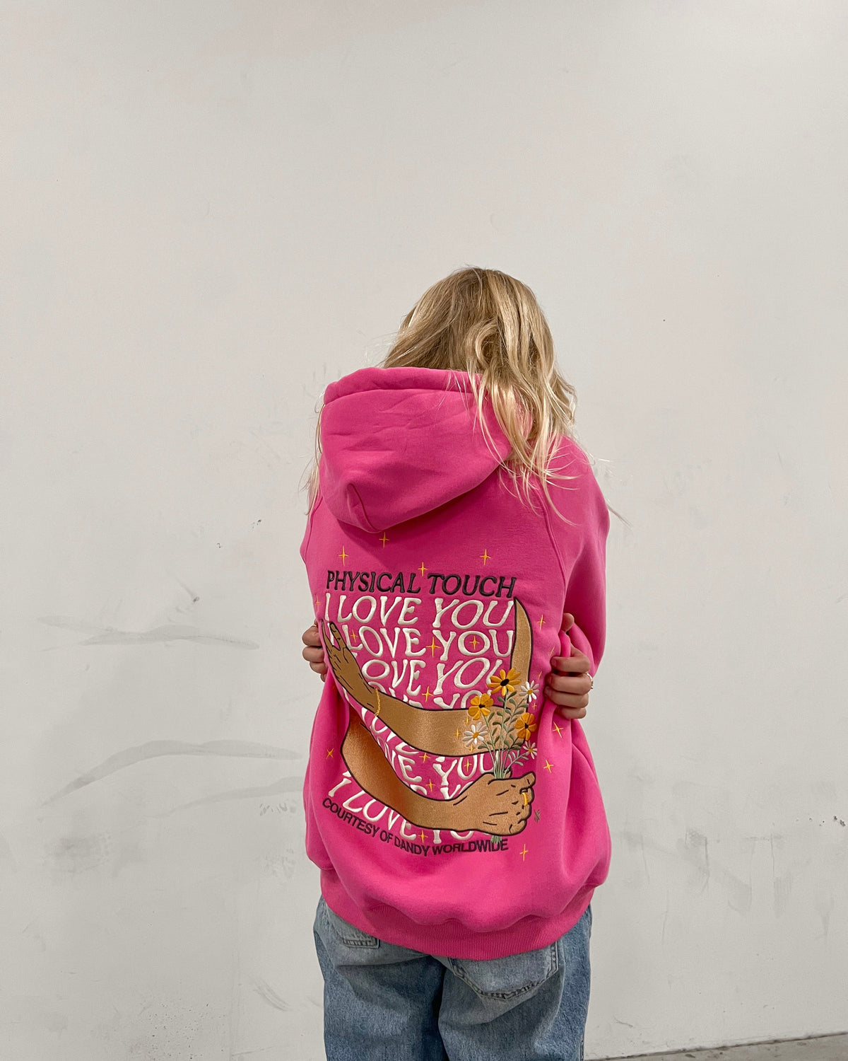Physical Touch Oversized Lux Hoodie in Hot Pink