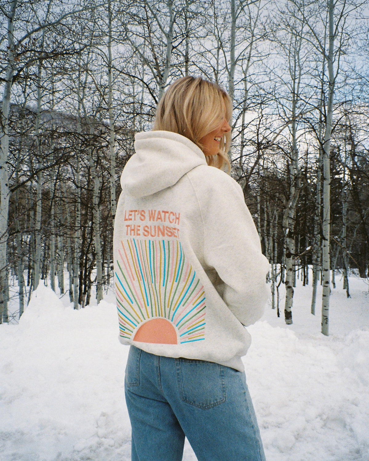 Lets Watch the Sunset Oversized Lux Hoodie in Heather Gray