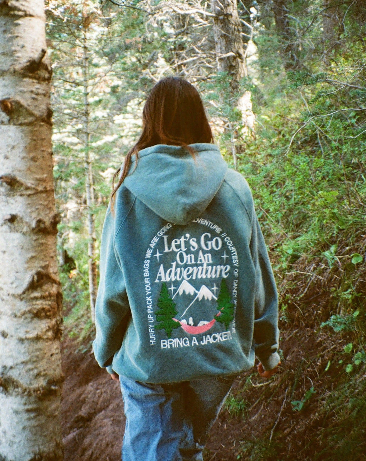 Lets Go On An Adventure Oversized Lux Hoodie in Pine Green