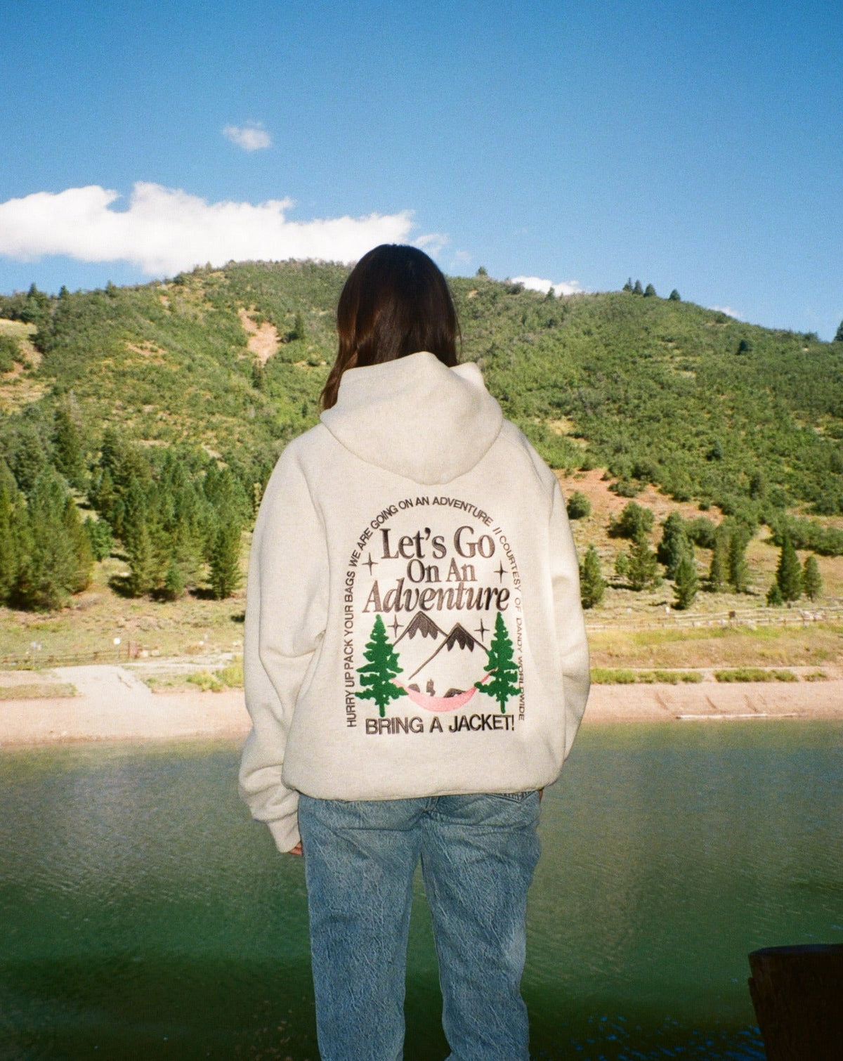 Lets Go On An Adventure Oversized Lux Hoodie in Heather Gray