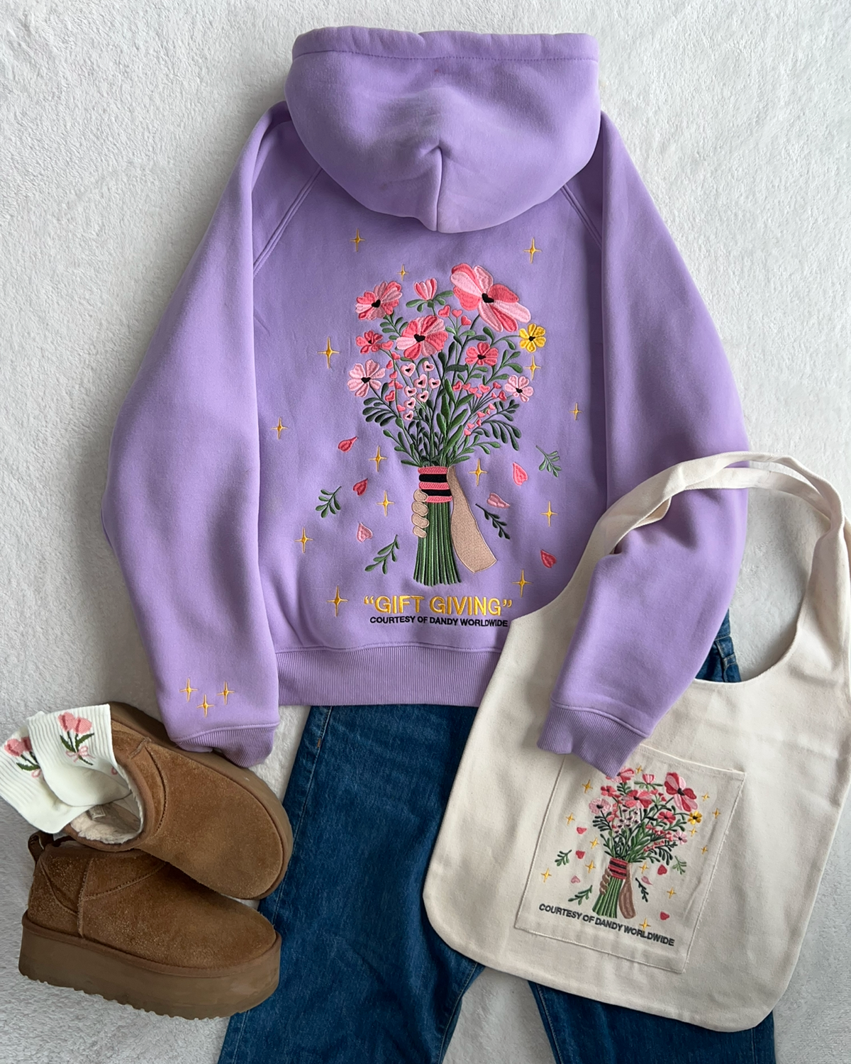 Gift Giving Embroidered Tote Bag