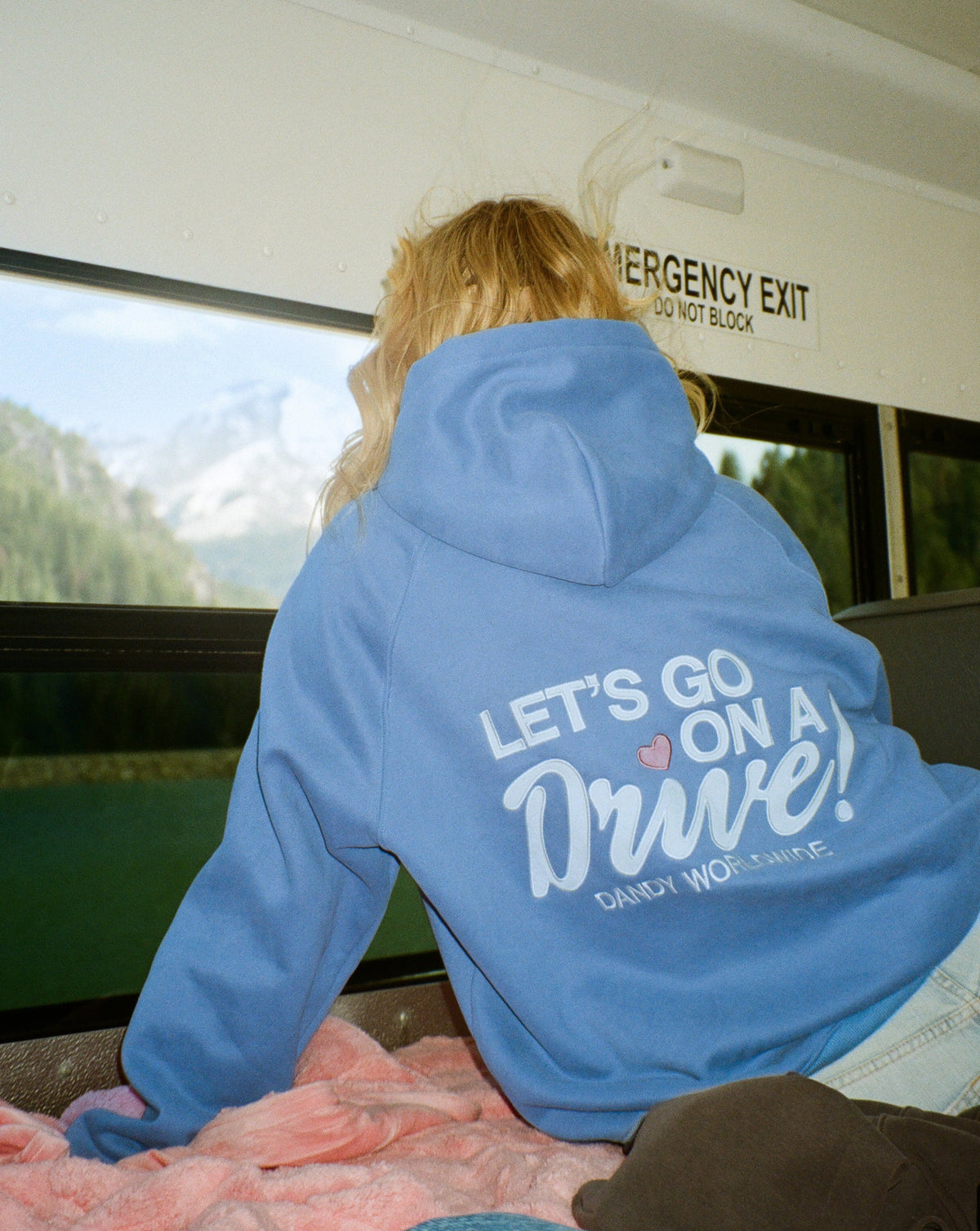 Lets Go on a Drive Oversized Lux Hoodie in Blue