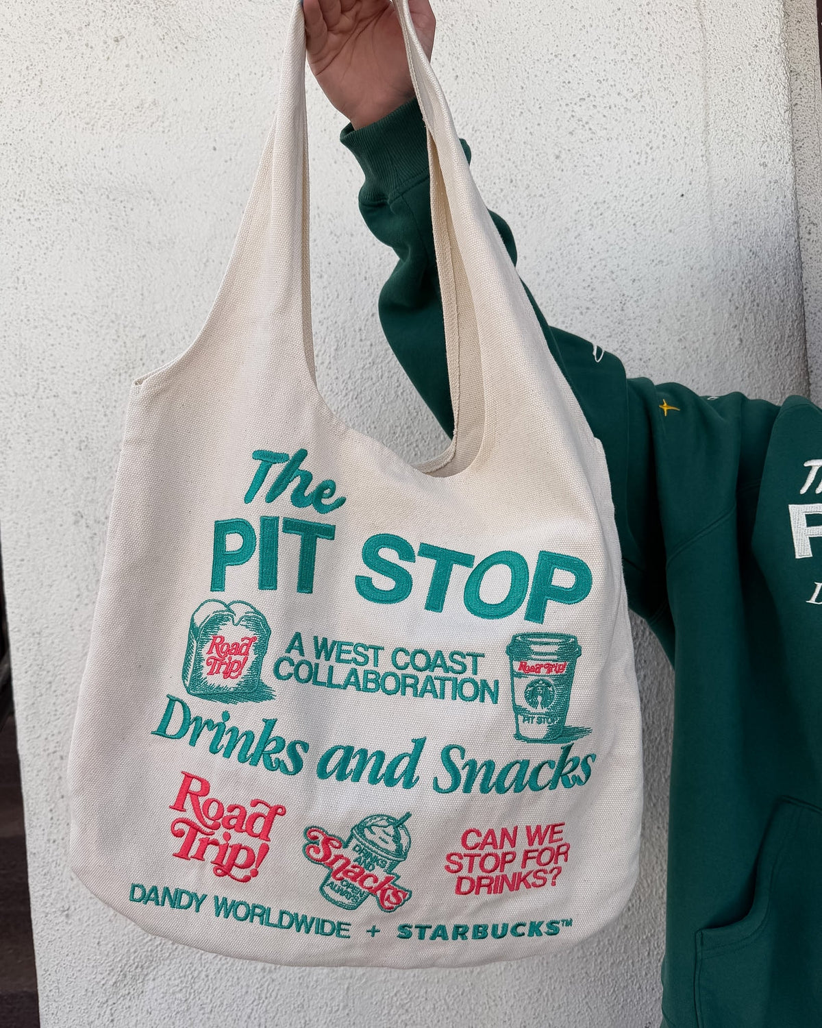 “Pit Stop” Tote Bag in Cream