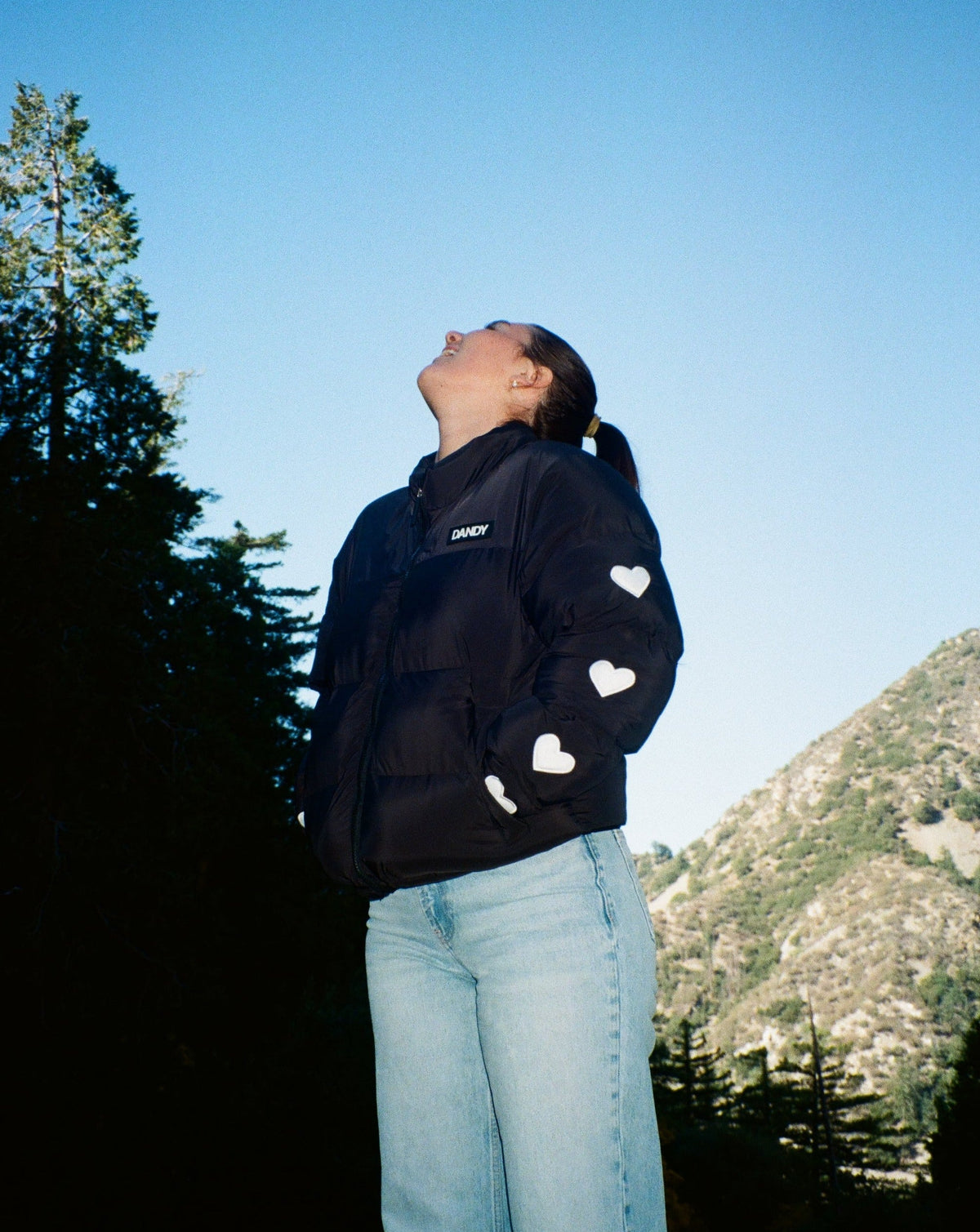 Heart on My Sleeve Puffer Jacket in Black