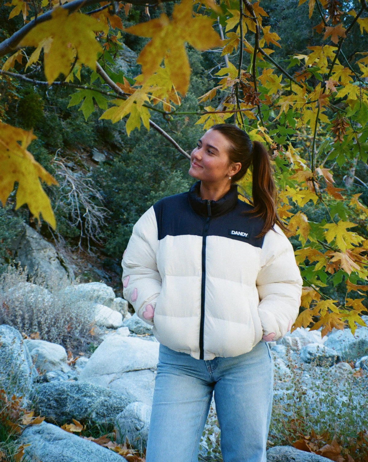 Heart on My Sleeve Puffer Jacket in Cream