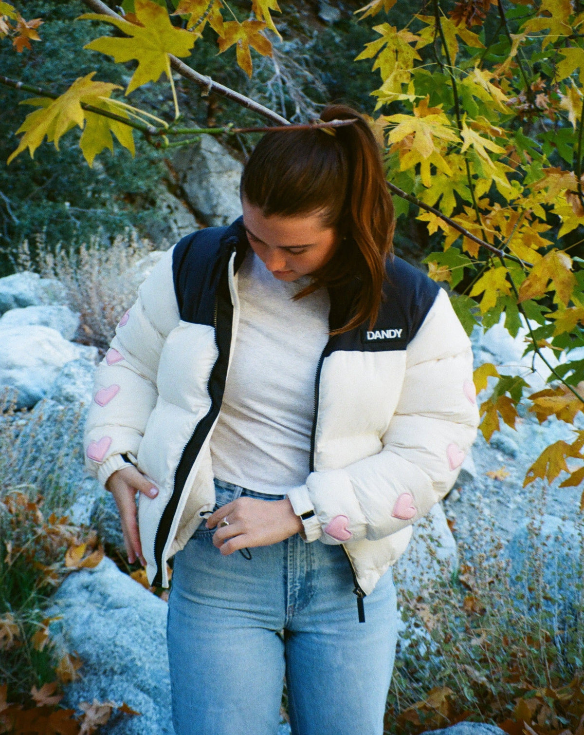 Heart on My Sleeve Puffer Jacket in Cream