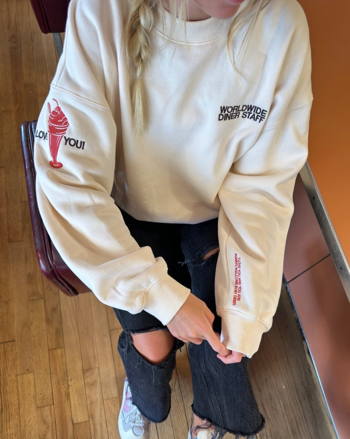 Diner Crew Neck in Cream