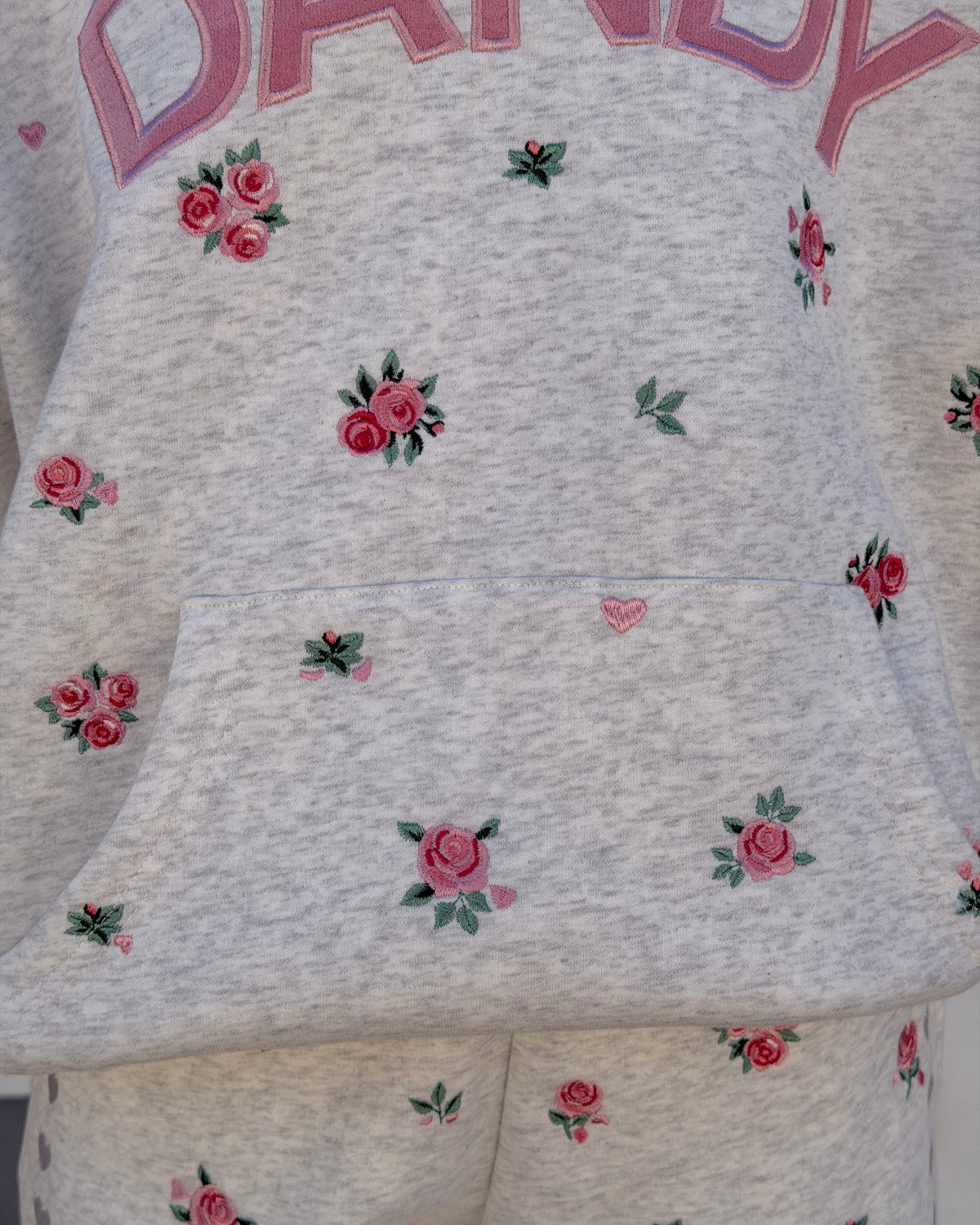 Roses Oversized Lux Hoodie in Heather Gray