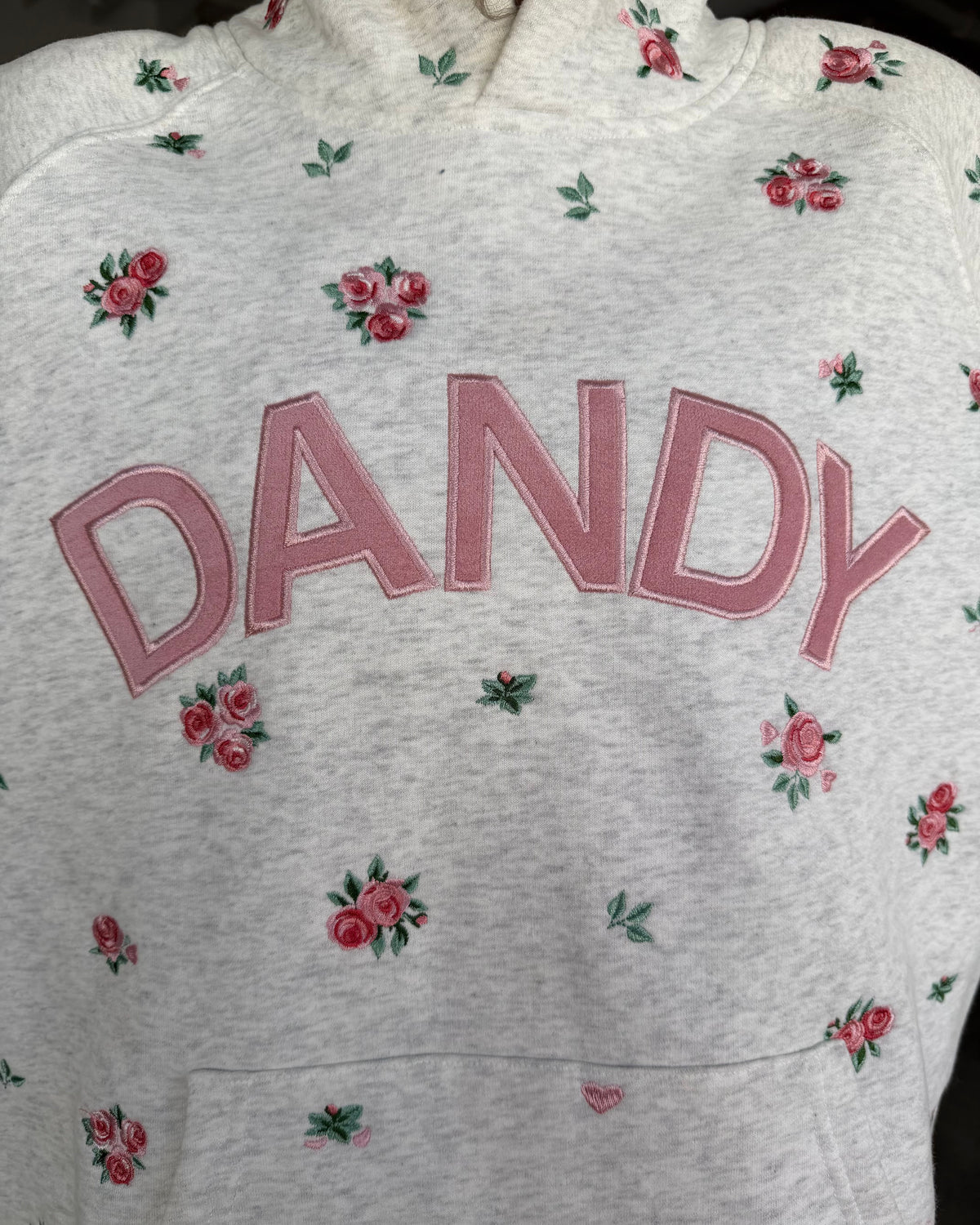 Roses Oversized Lux Hoodie in Heather Gray