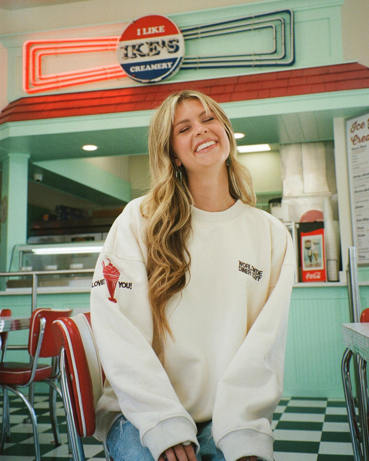 Diner Crew Neck in Cream
