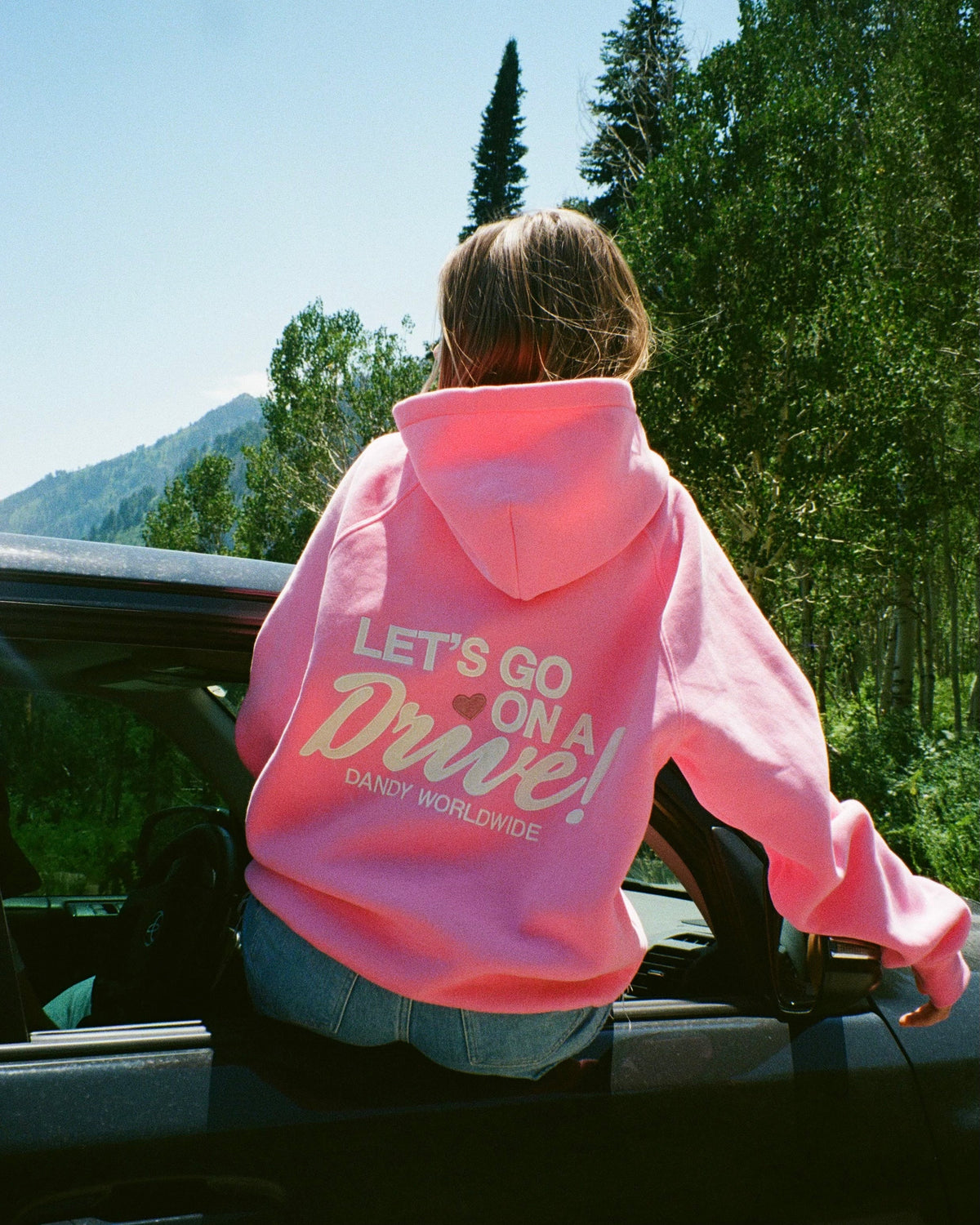 Lets Go on a Drive Oversized Lux Hoodie in Pink