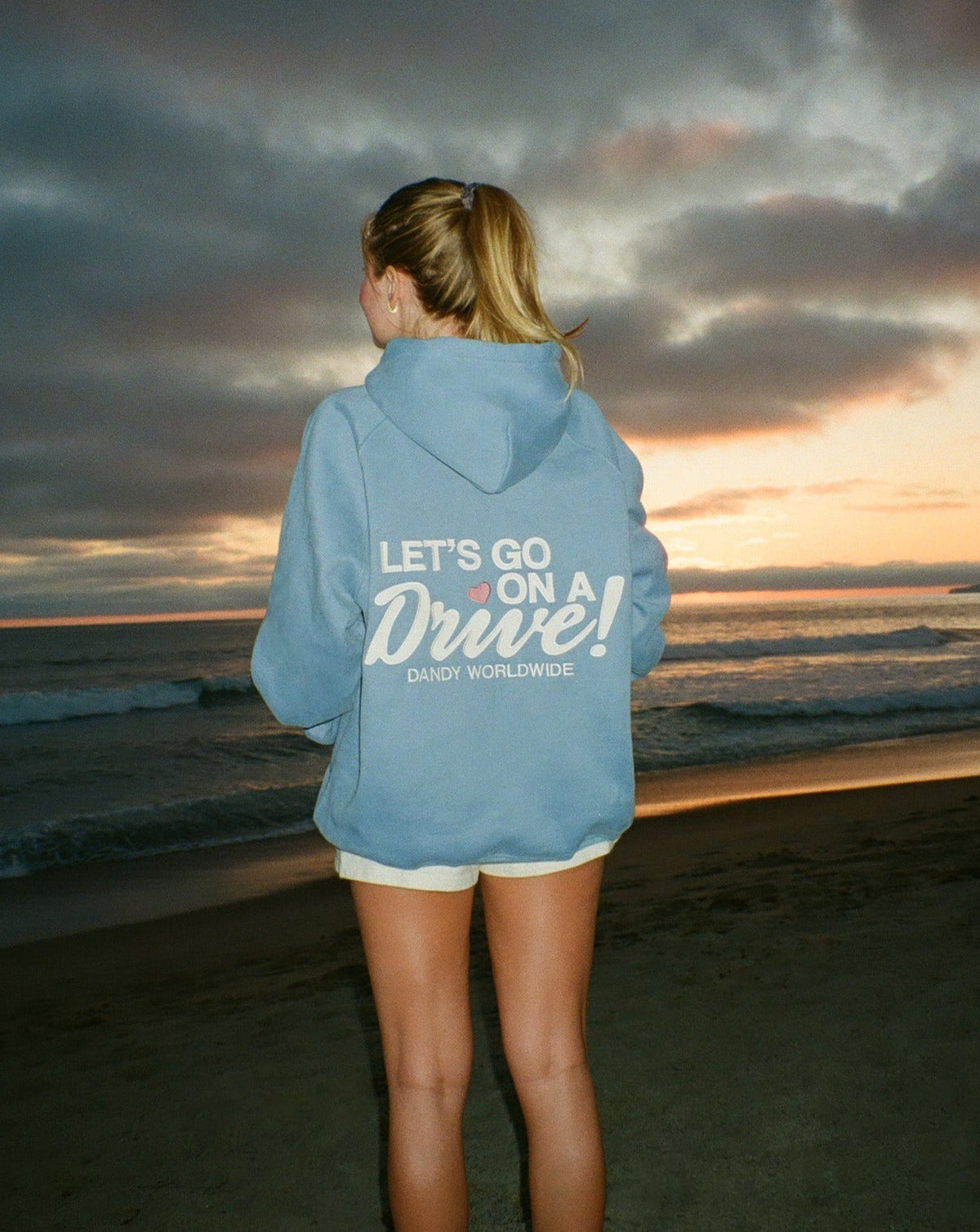 Lets Go on a Drive Oversized Lux Hoodie in Blue