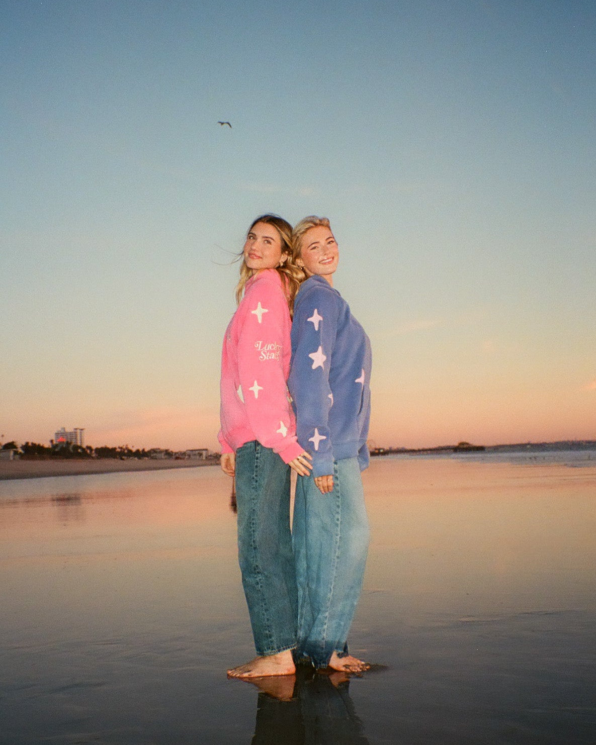 Lucky Stars Oversized Lux Hoodie in Vintage Washed Blue