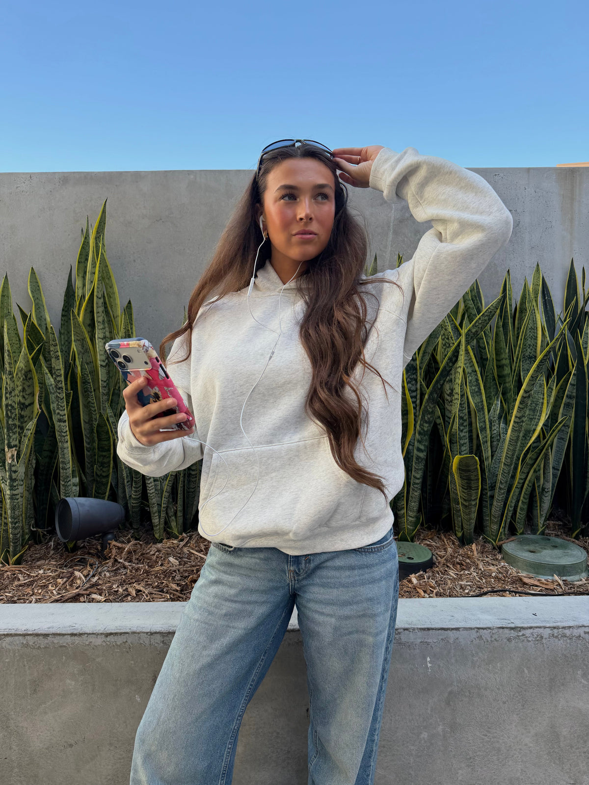 Basics Oversized Lux Hoodie in Heather Grey